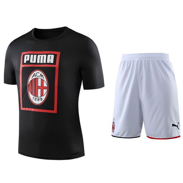 Trainingsshirt Komplett Set AC Milan 2019-20 Schwarz Weiß Fussballtrikots Günstig